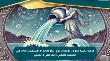 فرصة ذهبية اليوم.. توقعات برج الدلو الأحد 17 أغسطس 2025 على الصعيد المهني والعاطفي والصحي